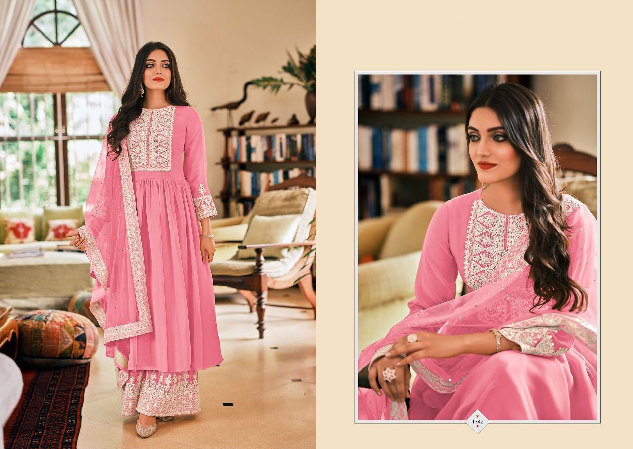 Super Hit 1340 To 1344 Heavy Georgette Festive Wear Embroidery Latest Salwar Kameez Collection